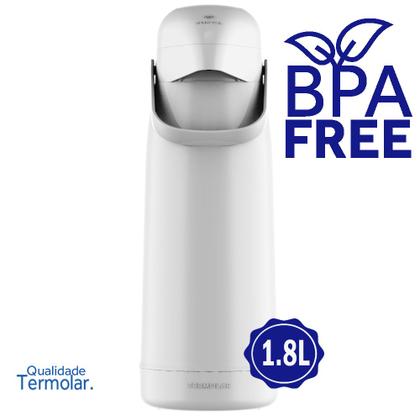 Imagem de Garrafa Térmica Magic Pump Branca 1.8L Quente 12h Café Chá Termolar