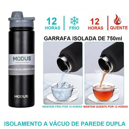 Imagem de Garrafa Térmica Modus de 304 Aço Inoxidável 750ML Manter Quente e Frio Café Suco Água Academia Passeio Caminhada