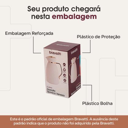 Imagem de Garrafa Térmica Mônaco Bravatti 1L FastClick Quente e Frio
