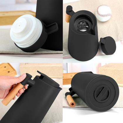 Imagem de Garrafa Térmica Nórdica A Vácuo Para Café E Chá Jarra Cabo De Madeira - Mimo Style