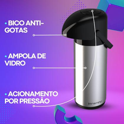 Imagem de Garrafa Térmica Para Café 1L Inox Verona De Pressão Unitermi