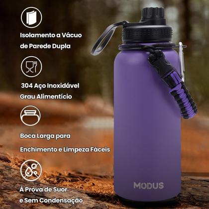 Imagem de Garrafa Térmica Parede Dupla Aço Inox 1L Café Suco Água Academia Passeio Caminhada