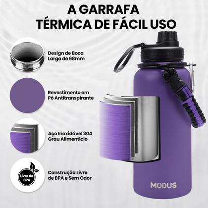 Imagem de Garrafa Térmica Parede Dupla Aço Inox 1L Café Suco Água Academia Passeio Caminhada