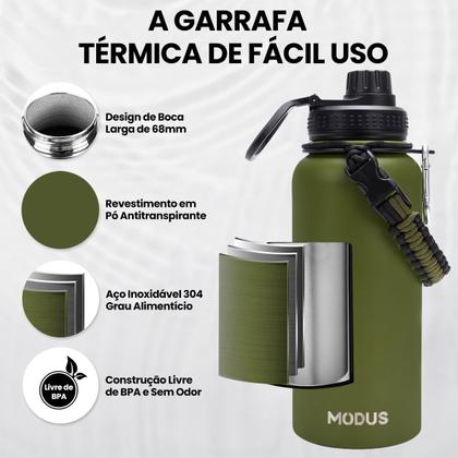 Imagem de Garrafa Térmica Parede Dupla Aço Inox 1L Café Suco Água Academia Passeio Caminhada