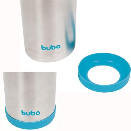 Imagem de Garrafa Térmica Parede Dupla Com Canudo 400ml Azul Buba