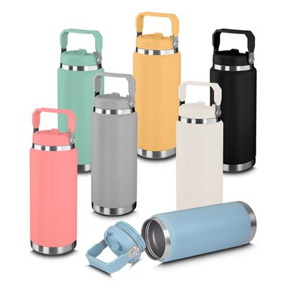 Imagem de Garrafa Térmica Parede Dupla em Aço Inox Cinza 900ml com Alça