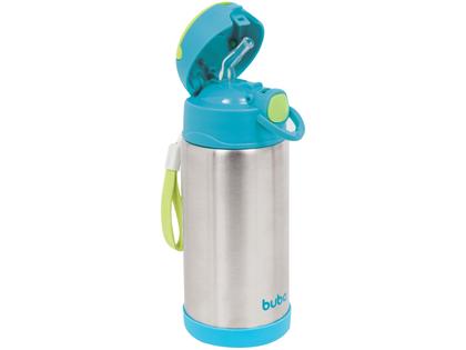 Imagem de Garrafa termica parede dupla inox com canudo azul - buba