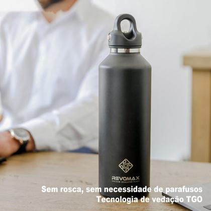 Imagem de Garrafa Térmica Parede Dupla Revomax 950 ml Original Aço Inox Tampa a Vácuo Café Suco Água Academia Passeio Caminhada