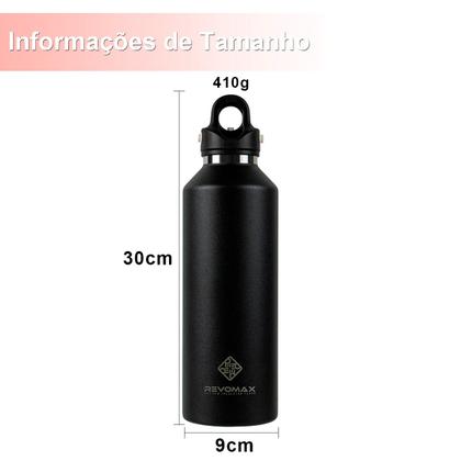 Imagem de Garrafa Térmica Parede Dupla Revomax 950 ml Original Aço Inox Tampa a Vácuo Café Suco Água Academia Passeio Caminhada