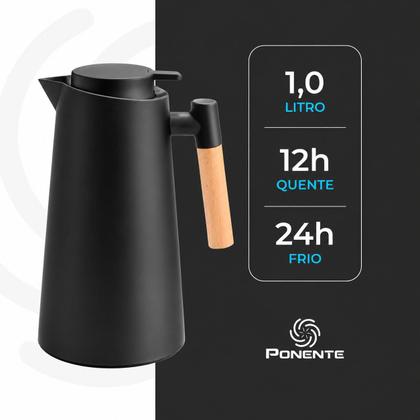 Imagem de Garrafa Térmica Ponente Elegance 1 Litro Bule Térmico para Café Chá e Bebidas