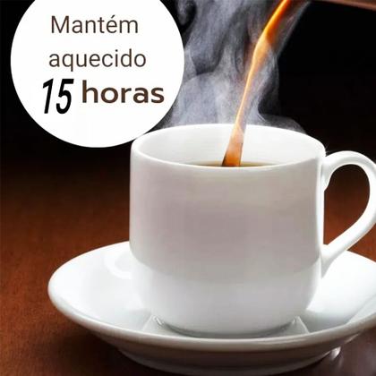 Imagem de Garrafa térmica PRETA para café pressão 1L conserva 12h quente chimarrao leite água 