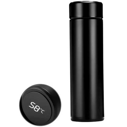 Imagem de Garrafa Térmica Preto 500ml Com Medidor De Temperatura Digital Led