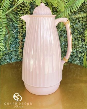 Imagem de Garrafa Térmica Rosa Com Detalhe em Bambu