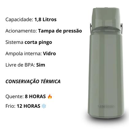 Imagem de Garrafa Térmica Rubi 1,8 Litros Cor Fig Green Café Soprano
