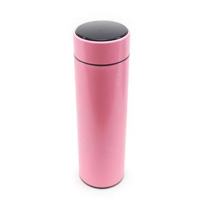 Imagem de Garrafa Térmica Squeeze Medidor Temperatura 500ml Inox ROSA