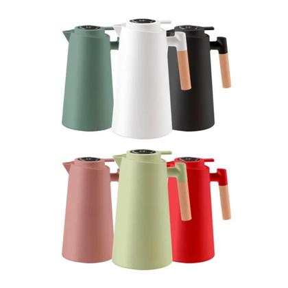 Imagem de Garrafa Térmica Termometro Digital 1L Café Chá com Cabo de Madeira