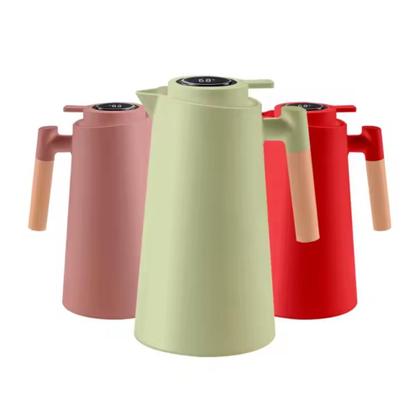 Imagem de Garrafa Térmica Termometro Digital 1L Café Chá com Cabo de Madeira