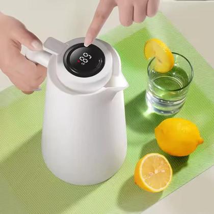 Imagem de Garrafa Térmica Termometro Digital 1L Café Chá com Cabo de Madeira