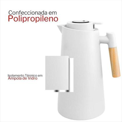 Imagem de Garrafa Térmica Termometro Digital 1L Café Chá com Cabo de Madeira