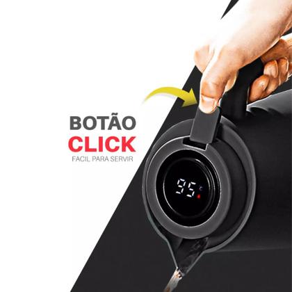 Imagem de Garrafa Térmica Termometro Digital 1L Café Chá com Cabo de Madeira