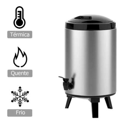 Imagem de Garrafa Térmica tipo Botijão Térmico Palace 9,5 Litros Inox/Preto com Torneira e Tripé  Soprano
