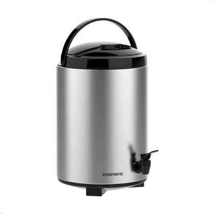 Imagem de Garrafa Térmica tipo Botijão Térmico Palace 9,5 Litros Inox/Preto com Torneira e Tripé  Soprano