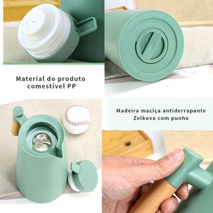 Imagem de Garrafa Térmica Vacumm de 1L com Termômetro LED Digital Para Chás Café Cabo de Madeira Jarra Chaleira Design Moderno