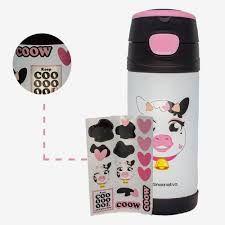 Imagem de Garrafa Top Handle Infantil 350ML com Adesivo Vaquinha - Zona Criativa