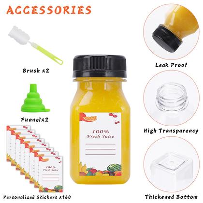 Imagem de Garrafas de suco de plástico OBKJJ 150 unidades 120 mL com tampas e pincéis