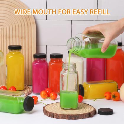 Imagem de Garrafas de vidro AuroTrends 250 ml com tampas, pacote com 12 unidades para fazer sucos