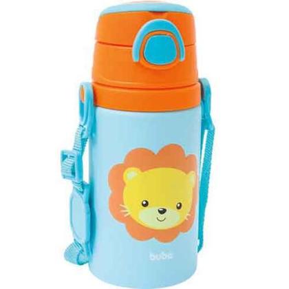 Imagem de Garrafinha Alumínio Com Canudo Animal Fun Leão 400Ml - Buba