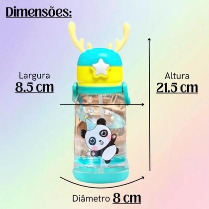 Imagem de Garrafinha C/ Canudo Squeeze Infantil Alce Bebe Alça