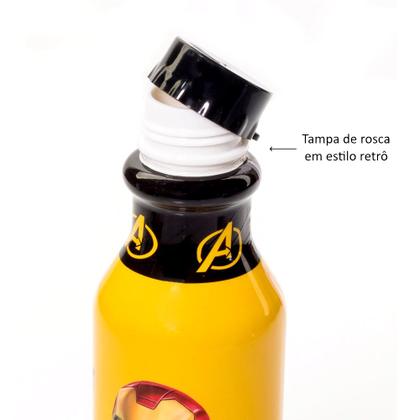 Garrafinha com Tampa Homem de Ferro Iron Man 500ml 1 Unidade - Plasútil Imagem de Garrafinha com Tampa Homem de Ferro Iron Man 500ml 1 Unidade