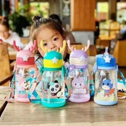 Imagem de Garrafinha de água infantil 600ml com canudo de silicone