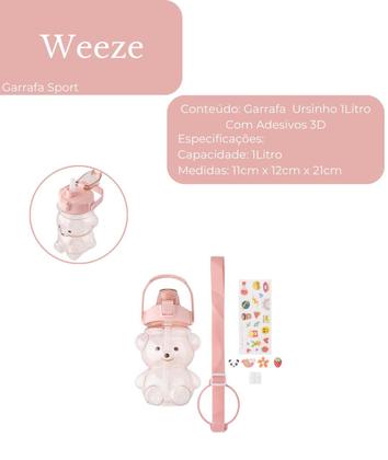 Imagem de Garrafinha De Água Urso Plástica Com Alça 1 Litro P/ Crianças