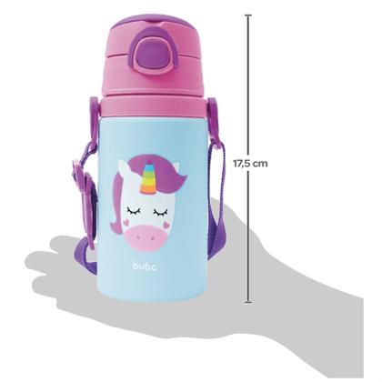 Imagem de Garrafinha de Alumínio Bebê Infantil 450 ml com Alça Canudo de Silicone