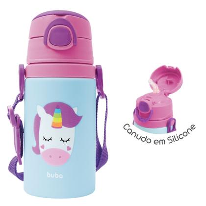 Imagem de Garrafinha de Alumínio Bebê Infantil 450 ml com Alça Canudo de Silicone