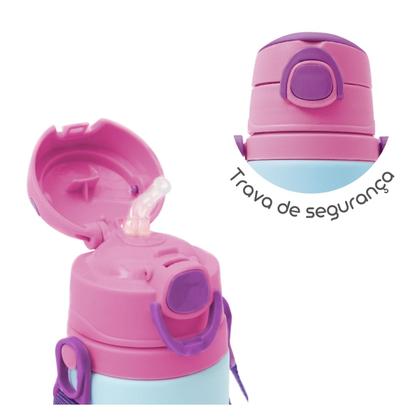 Imagem de Garrafinha de Alumínio Bebê Infantil 450 ml com Alça Canudo de Silicone