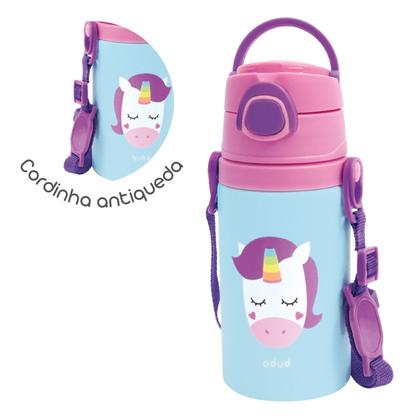 Imagem de Garrafinha de Alumínio Bebê Infantil 450 ml com Alça Canudo de Silicone