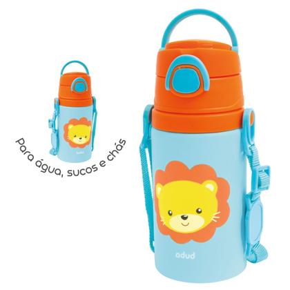 Imagem de Garrafinha de Alumínio Bebê Infantil 450 ml com Alça Canudo de Silicone