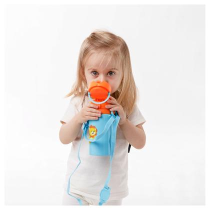 Imagem de Garrafinha de Alumínio Bebê Infantil 450 ml com Alça Canudo de Silicone