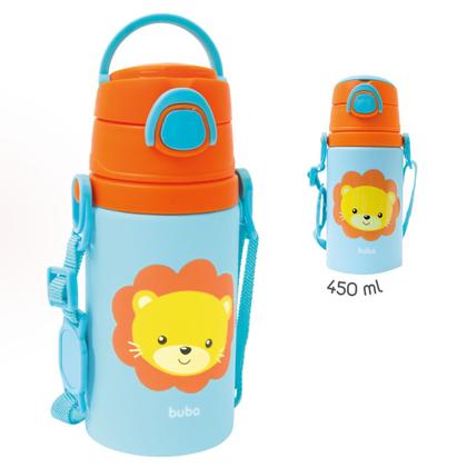 Imagem de Garrafinha de Alumínio Bebê Infantil 450 ml com Alça Canudo de Silicone