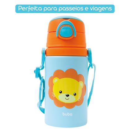 Imagem de Garrafinha de Alumínio Bebê Infantil 450 ml com Alça Canudo de Silicone