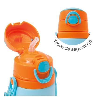 Imagem de Garrafinha de Alumínio Bebê Infantil 450 ml com Alça Canudo de Silicone