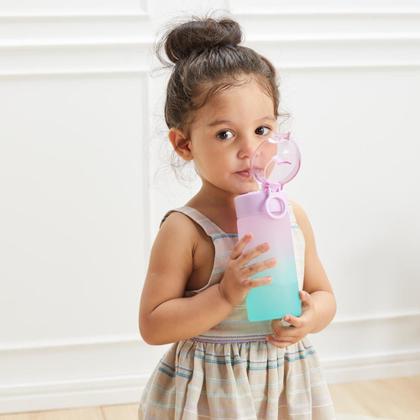 Imagem de Garrafinha Degradê Azul ou Rosa Canudo Silicone Alça Buba