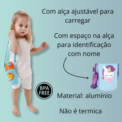Imagem de Garrafinha em Alumínio Buba Animal Fun Silicone Infantil 450ml para Escola Passeios com Alça
