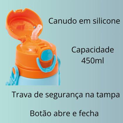 Imagem de Garrafinha em Alumínio Buba Animal Fun Silicone Infantil 450ml para Escola Passeios com Alça