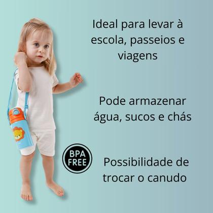 Imagem de Garrafinha em Alumínio Buba Animal Fun Silicone Infantil 450ml para Escola Passeios com Alça