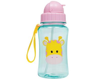 Imagem de Garrafinha Garrafa de Agua Infantil com Canudo Retrátil Silicone Leão Girafa Macaco Unicórnio Buba