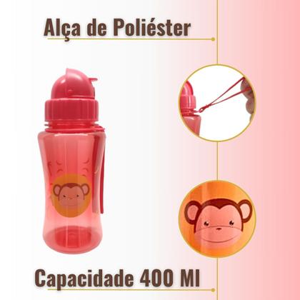 Imagem de Garrafinha infantil squeeze canudo silicone com alça 